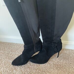 White House Black Market black Knee high heeled boots